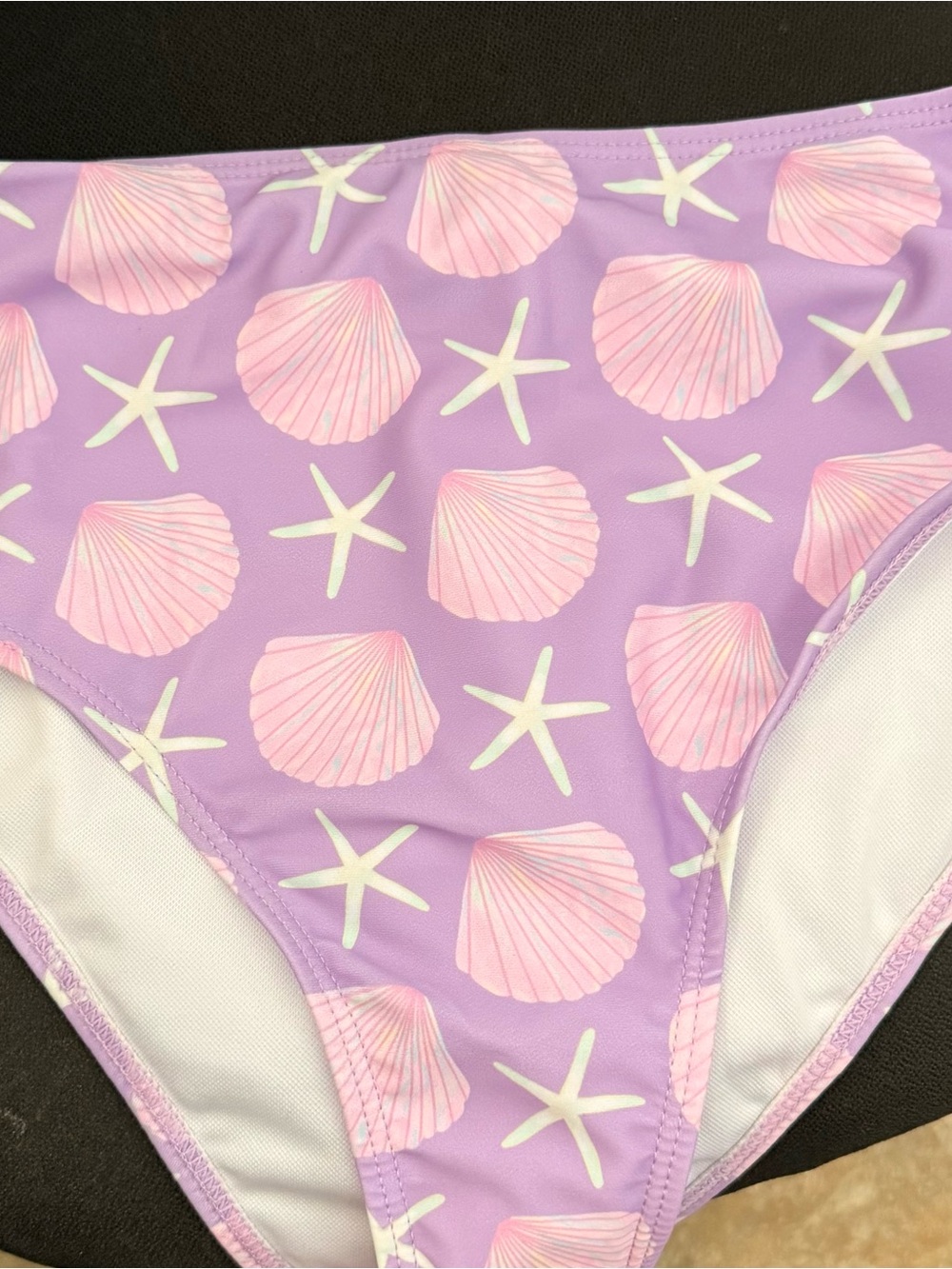 Birdie  Med Lavender Shell & Starfish Print Bikini Bottom and swim skirt